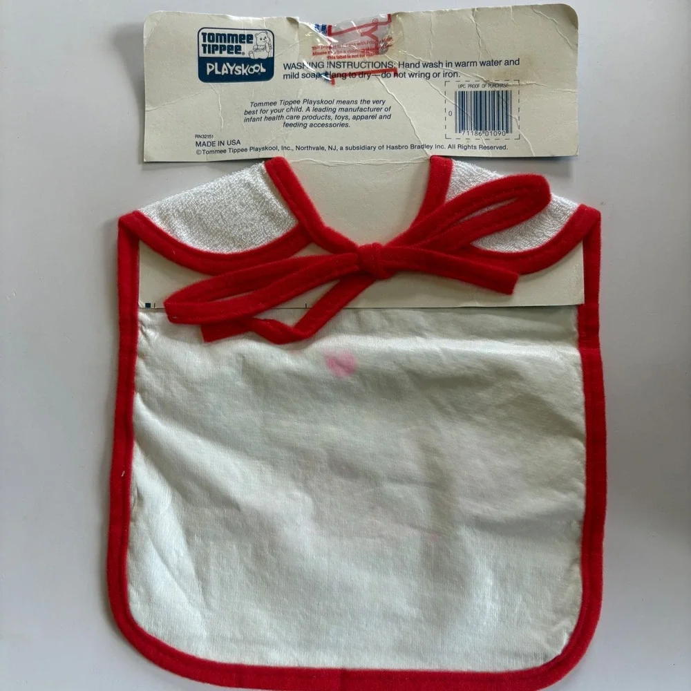 Vintage 1984 Disney Baby Mickey Minnie‎ Mouse Bib Tommee Tippee Playskool Terry